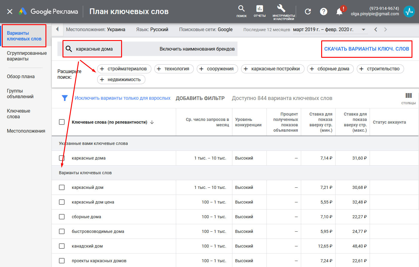Поиск темы с помощью «Планировщика ключевых слов Google» Поиск темы с помощью «Планировщика ключевых слов Google»