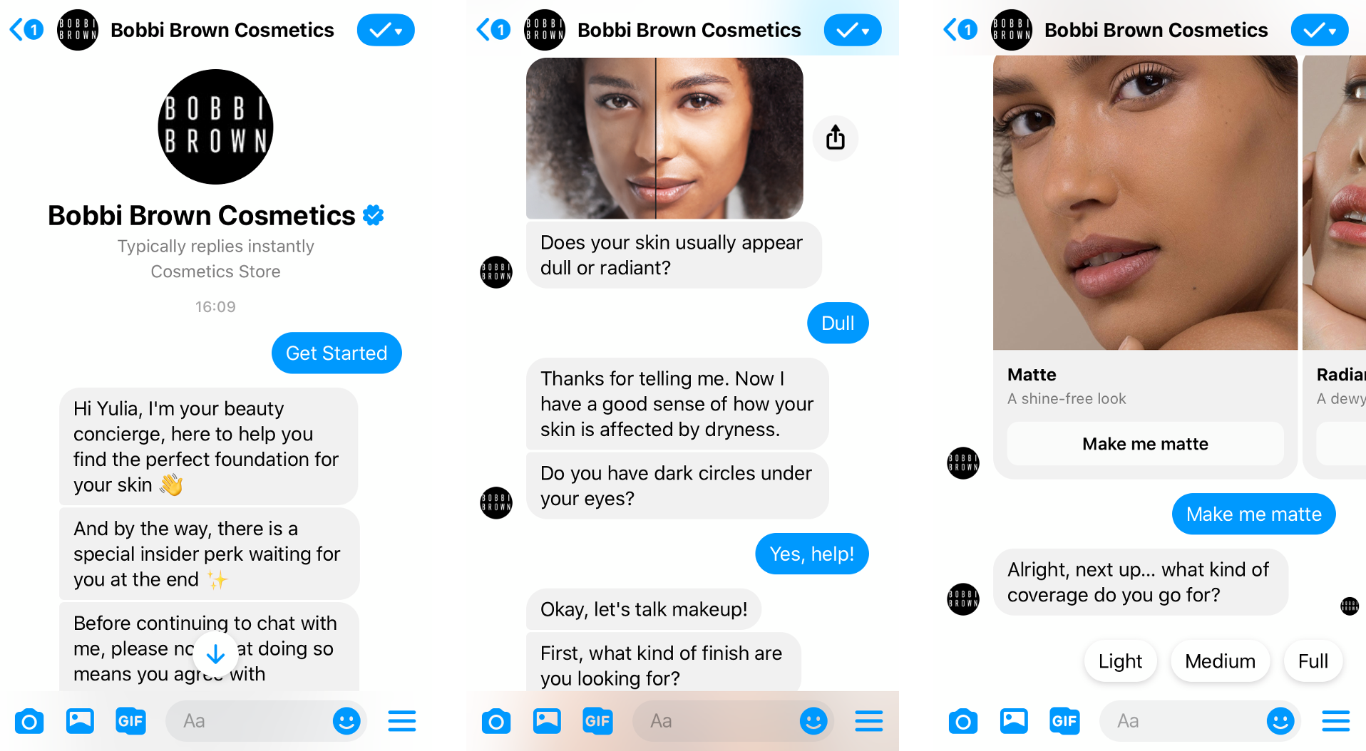 beauty marketing chatbot on facebook