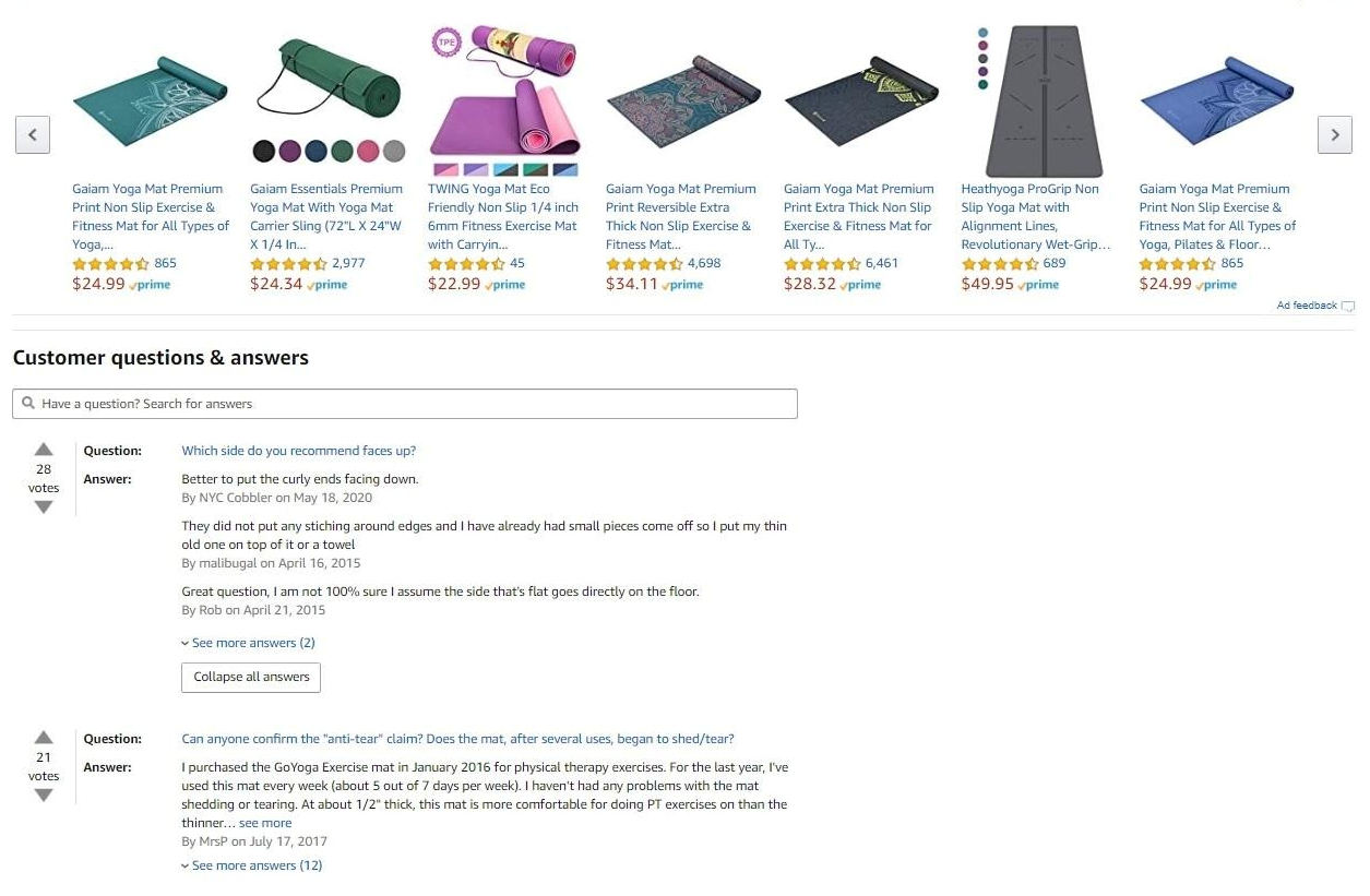 q&a section on amazon