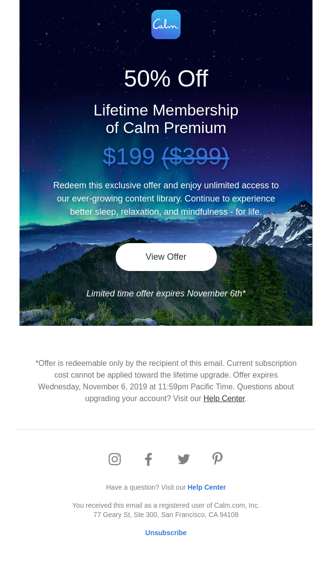 Email from Calm