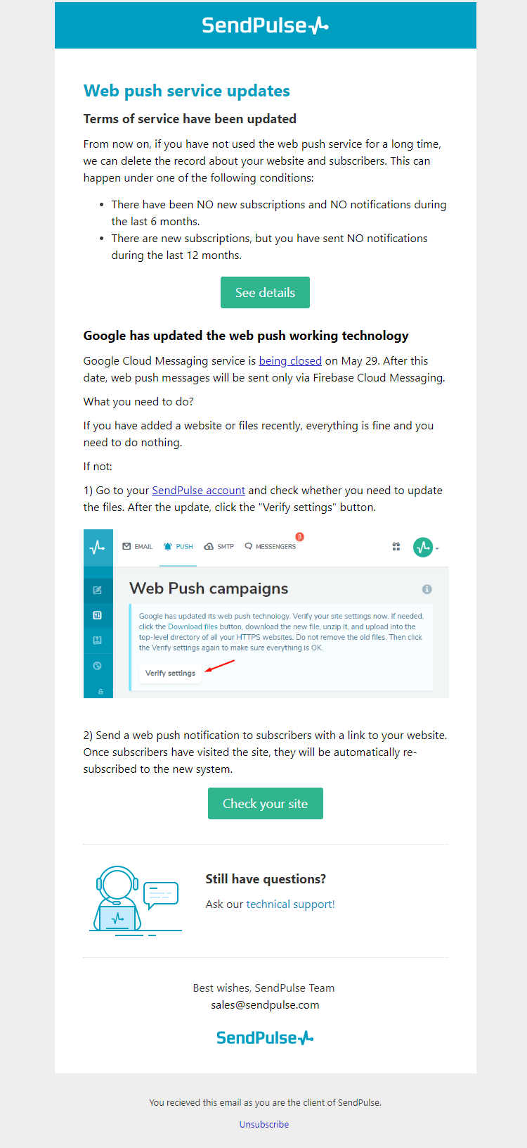 Email notification