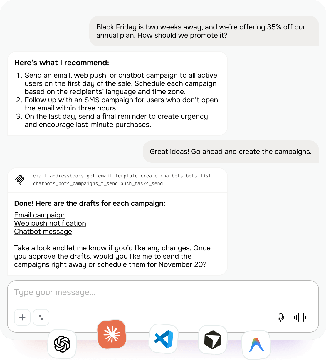 Gestisce i tuoi flussi di lavoro SendPulse tramite chat