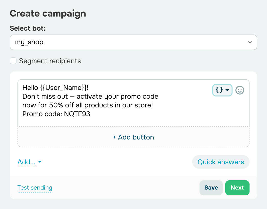 Invia campagne Facebook Messenger