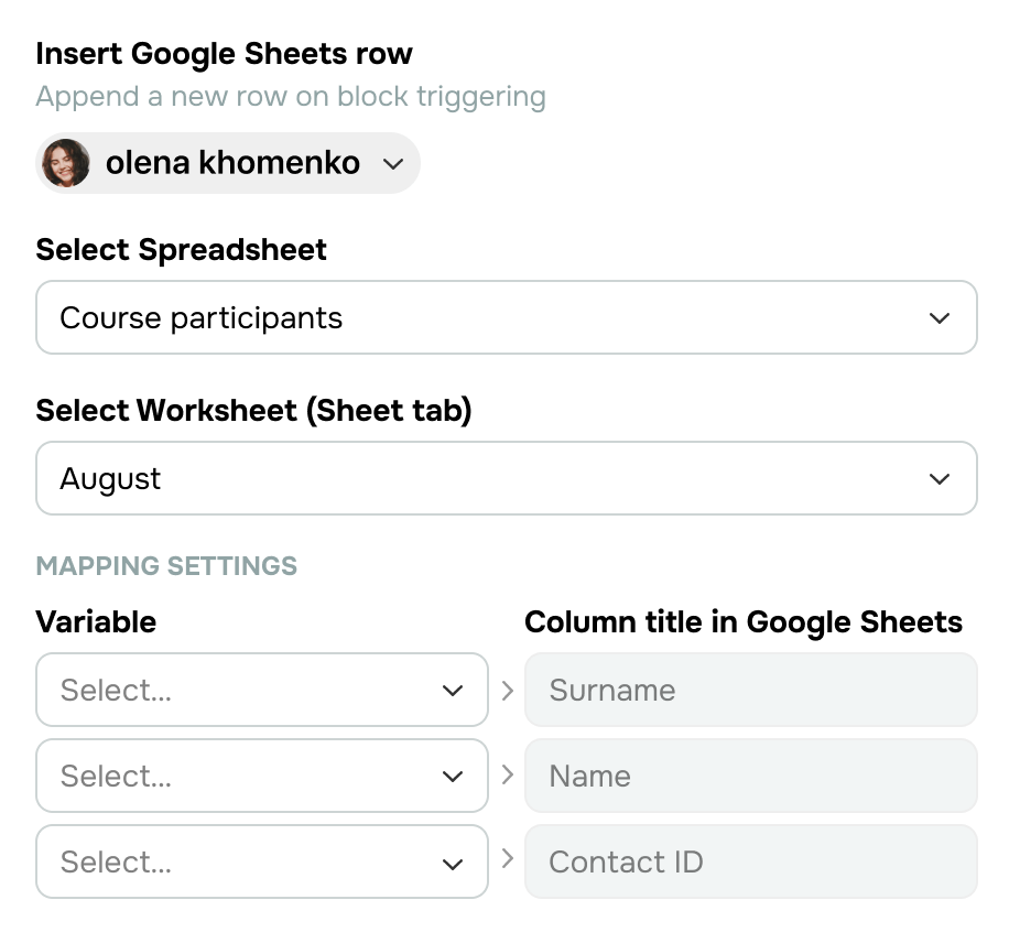 Integra con Google Sheets