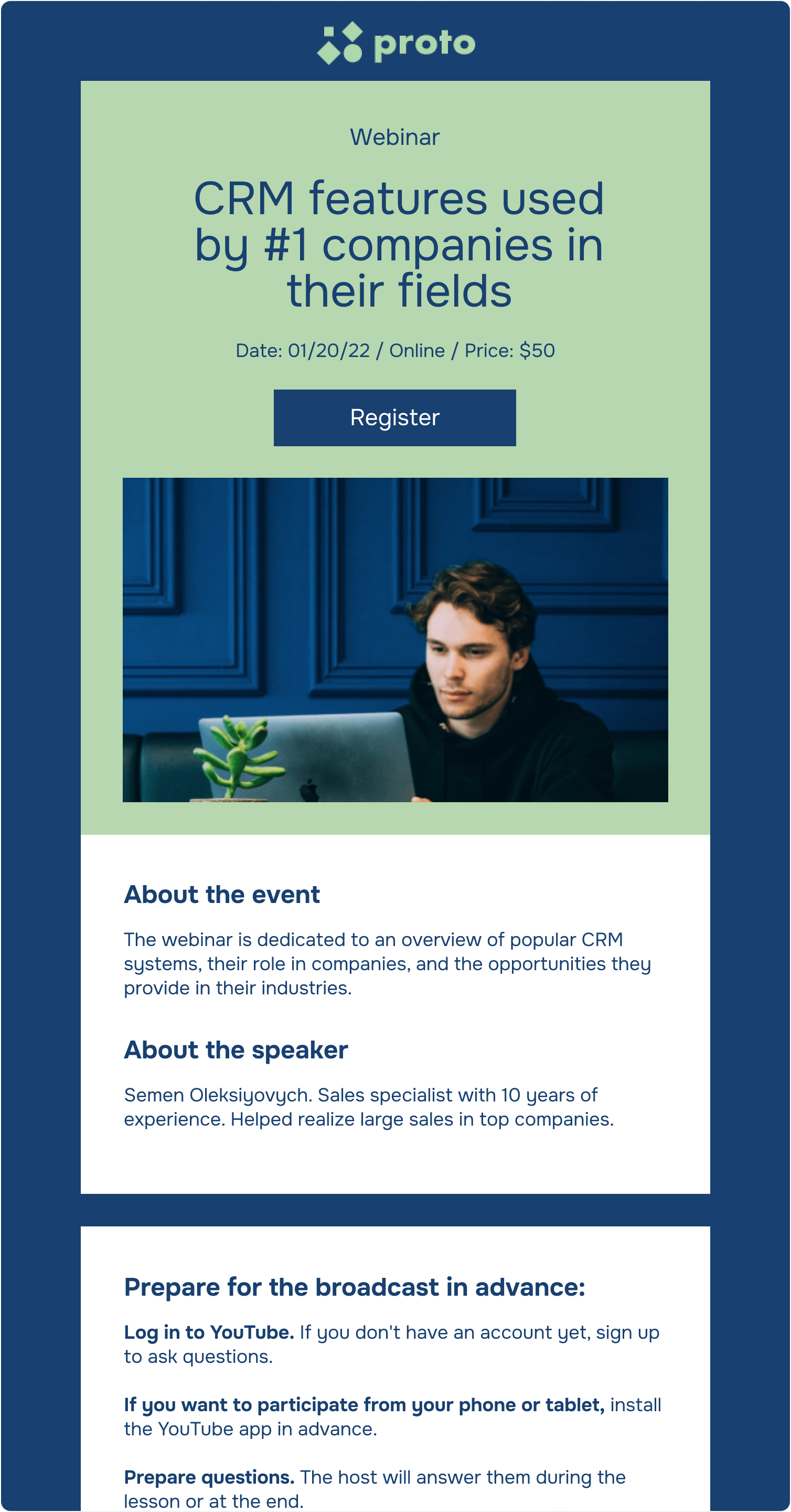 Promemoria di inizio del webinar