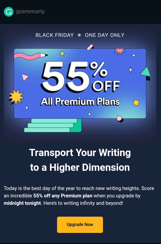 Promotional email with a flash sale