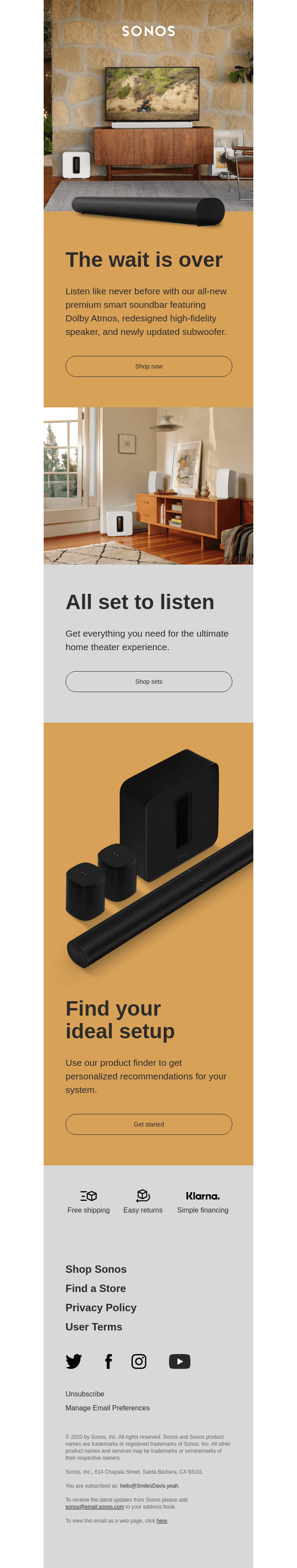 Sonos well-designed email