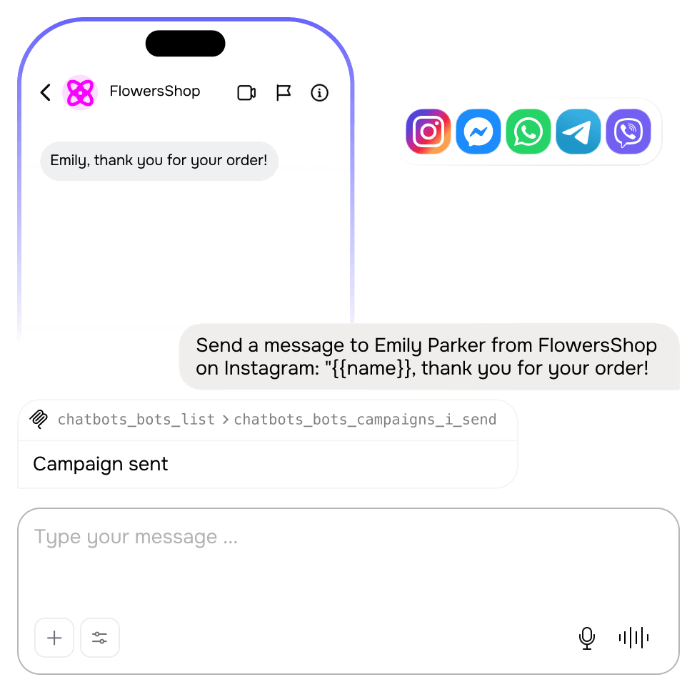 Esegui chatbot su Instagram, Facebook, WhatsApp e altri social media