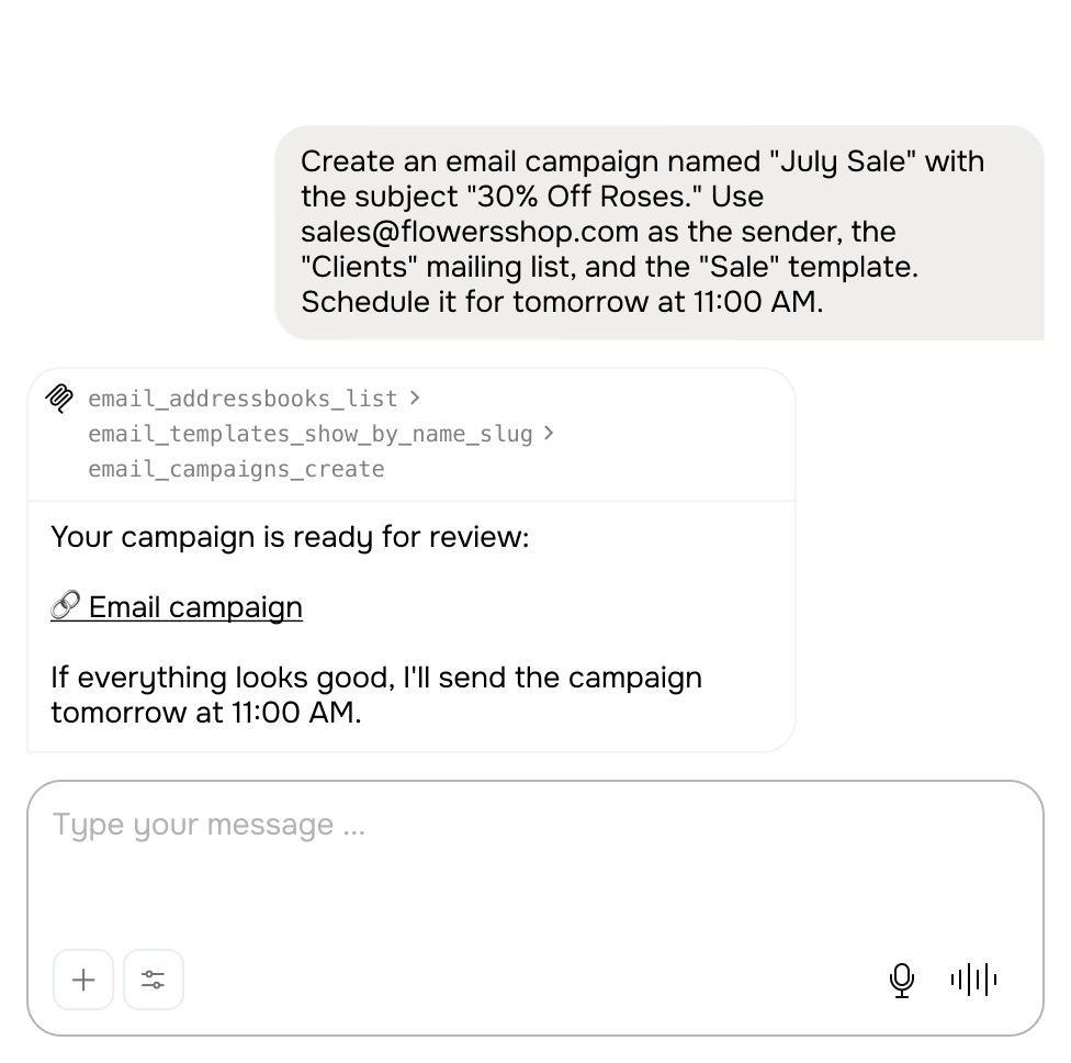 Invia campagne email e gestisci modelli, contatti e analisi