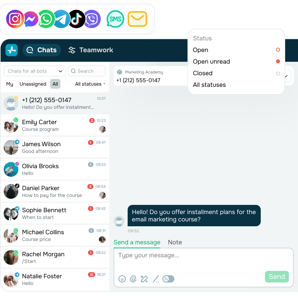 Gestisci gli SMS in arrivo in un'unica casella di posta omnicanale