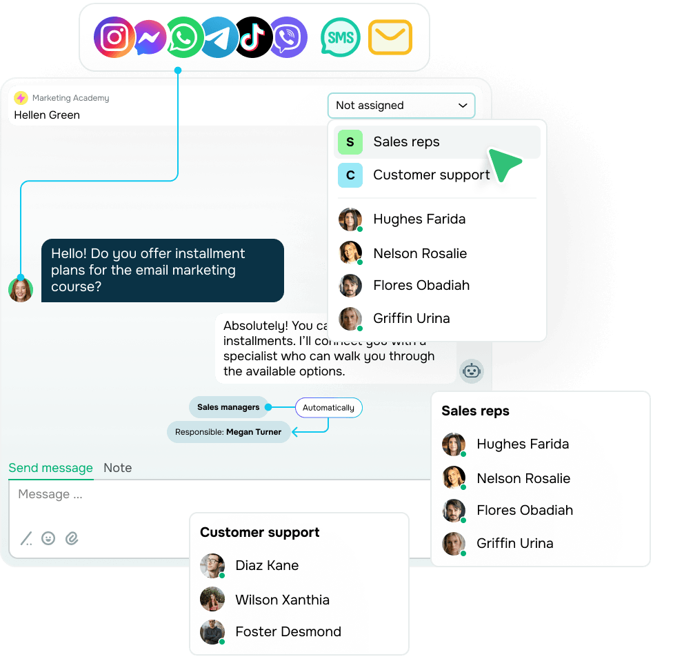 Indirizza conversazioni complesse al tuo team