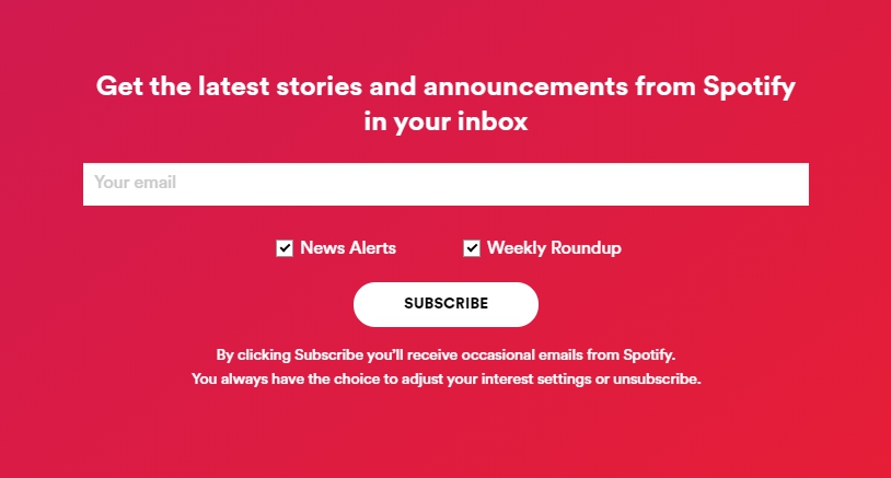 Spotify subscription form