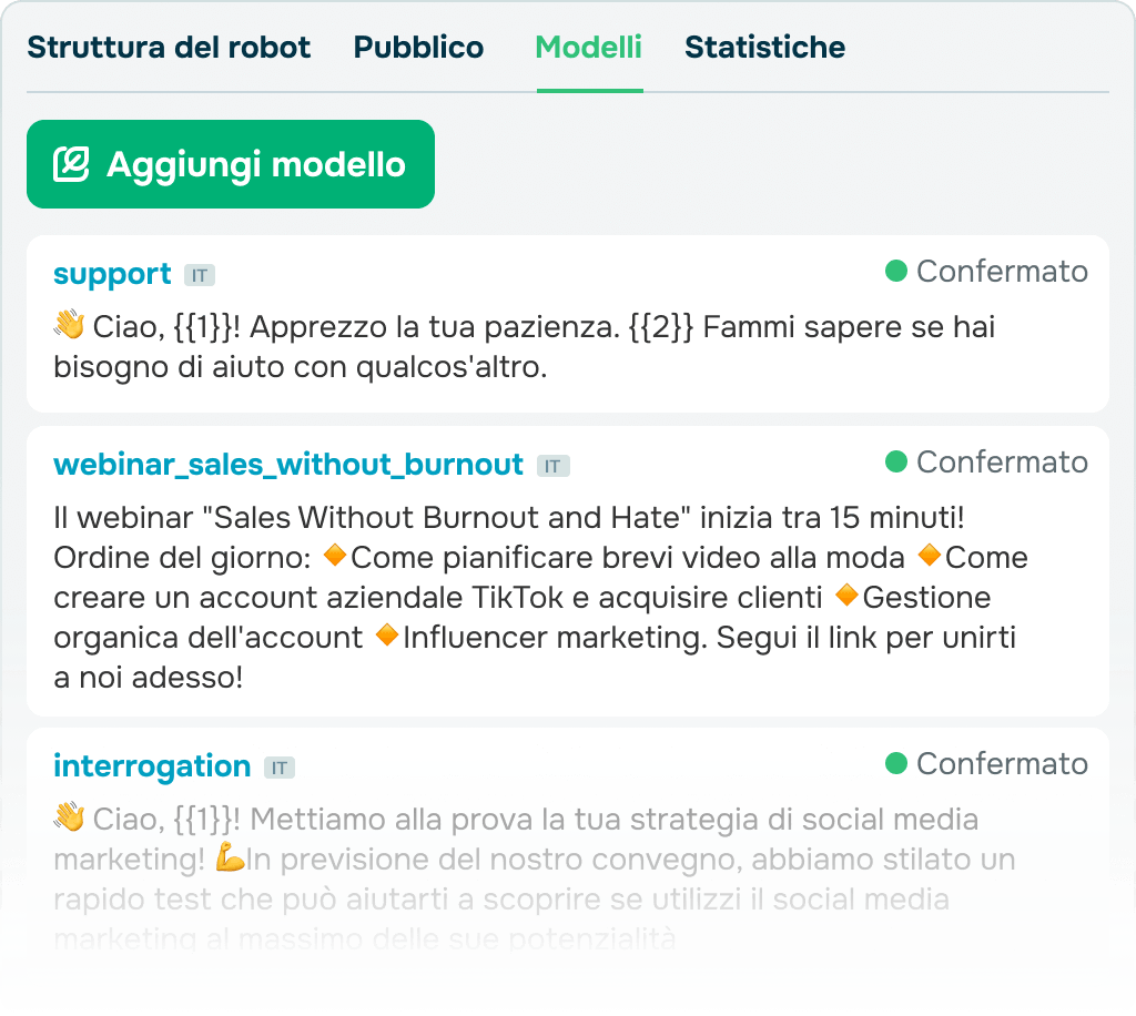 Inizia conversazioni con modelli WhatsApp