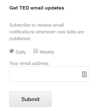 Предложение выбрать частоту рассылок от TED