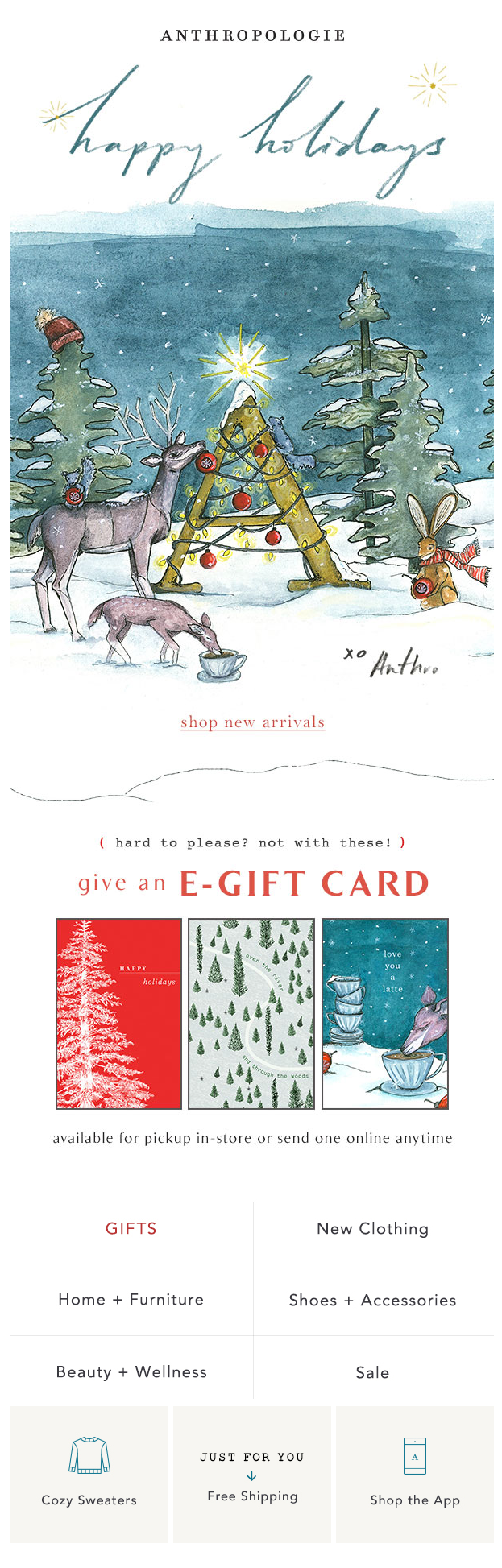 Письмо от Anthropologie 