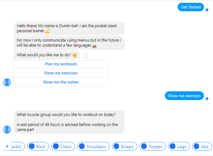Ответ чат-бота Gym Bot