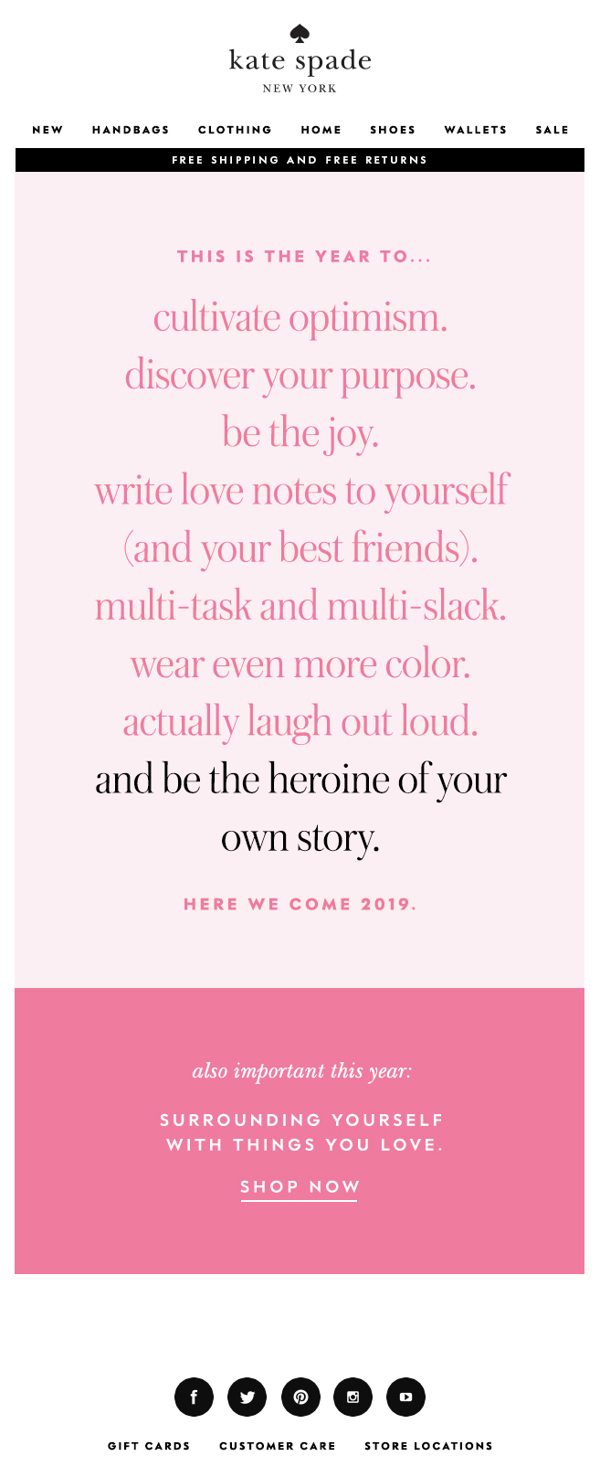 Пример письма от Kate Spade