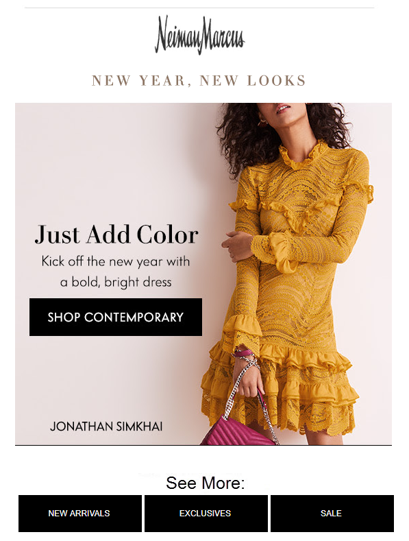 Пример email рассылки от Neiman Marcus