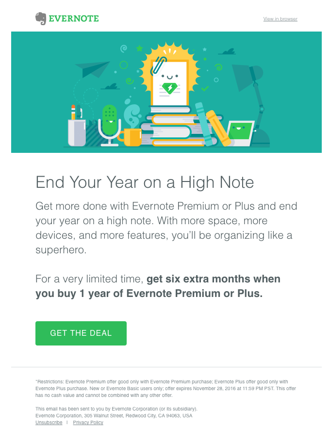 evernote_upselling example