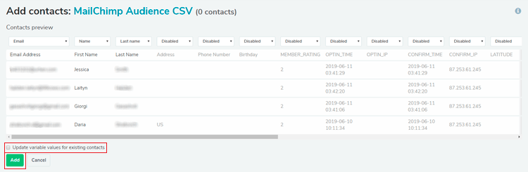 updating variables