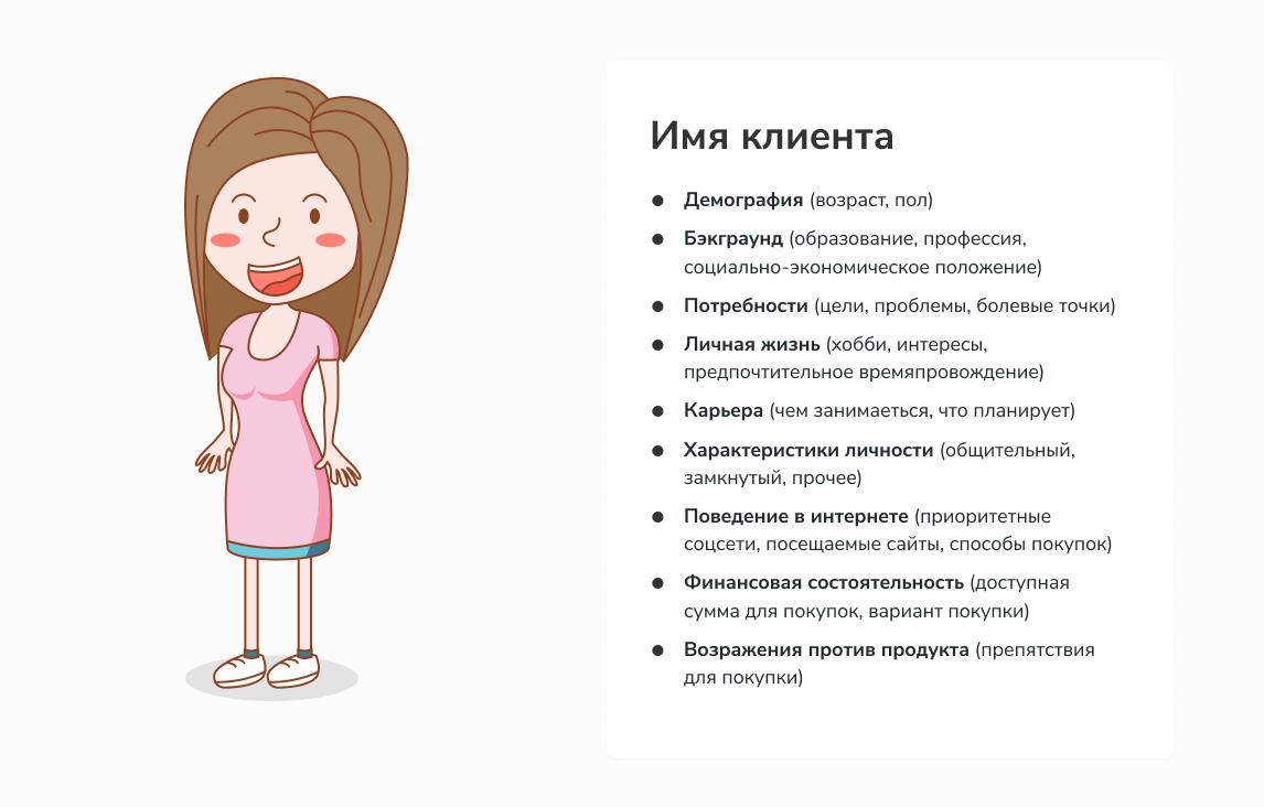Пример шаблона портрета клиента