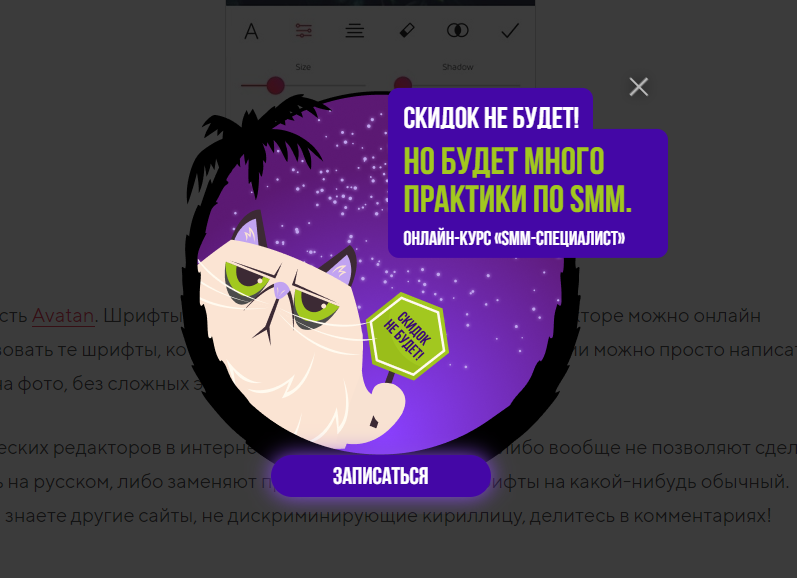 Яркая картинка в оформлении поп-апа на TexTerra