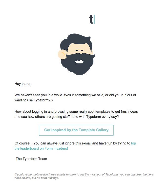Реактивационное письмо от Typeform