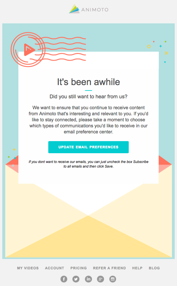 email preferences update from animoto