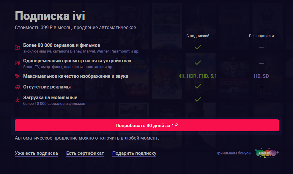 Пример хорошего трипваера в онлайн-кинотеатре