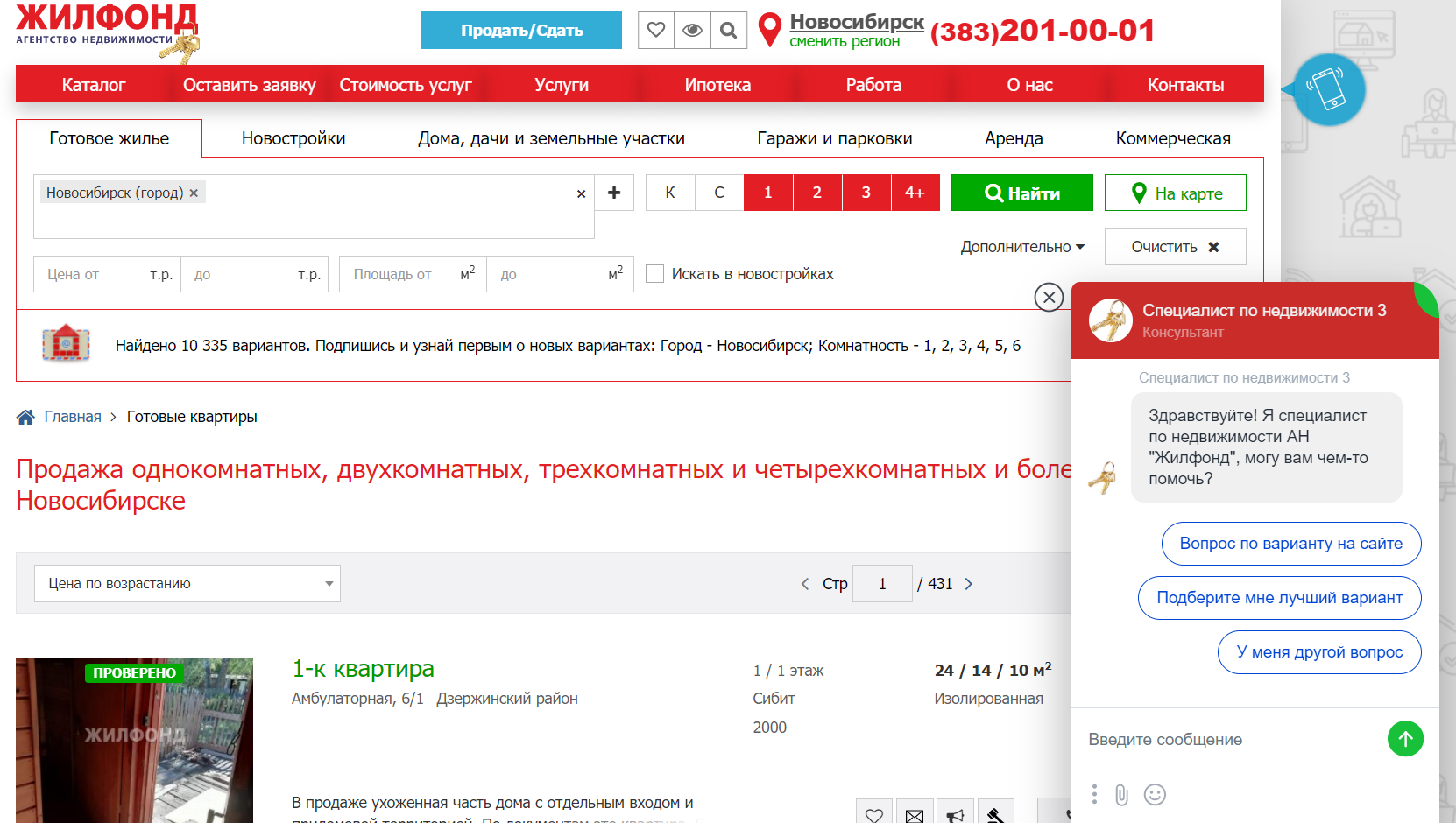 Пример подключенного чата на сайте