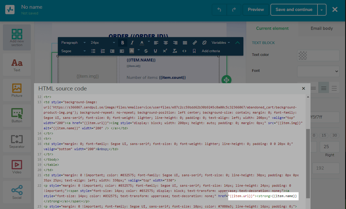 template source code edit html