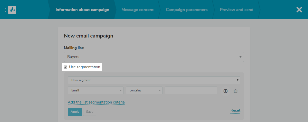 The segmentation option
