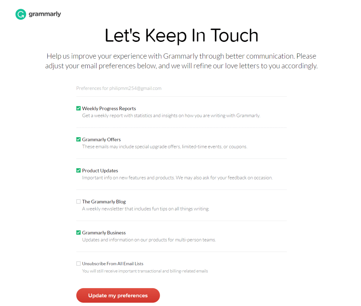 Email preference center Email preference center
