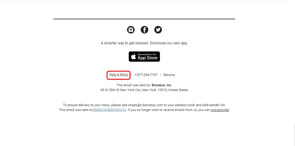FAQ in the email footer