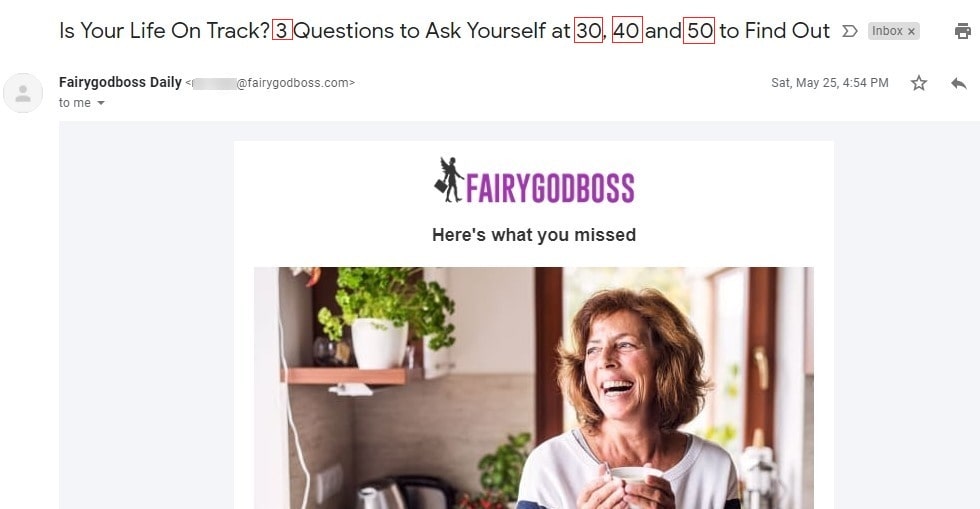 Numbers in the email subject line