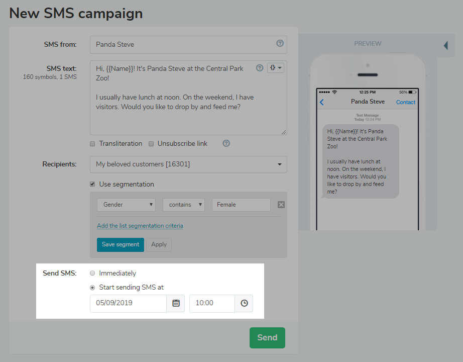 Schedule SMS sending Schedule SMS sending