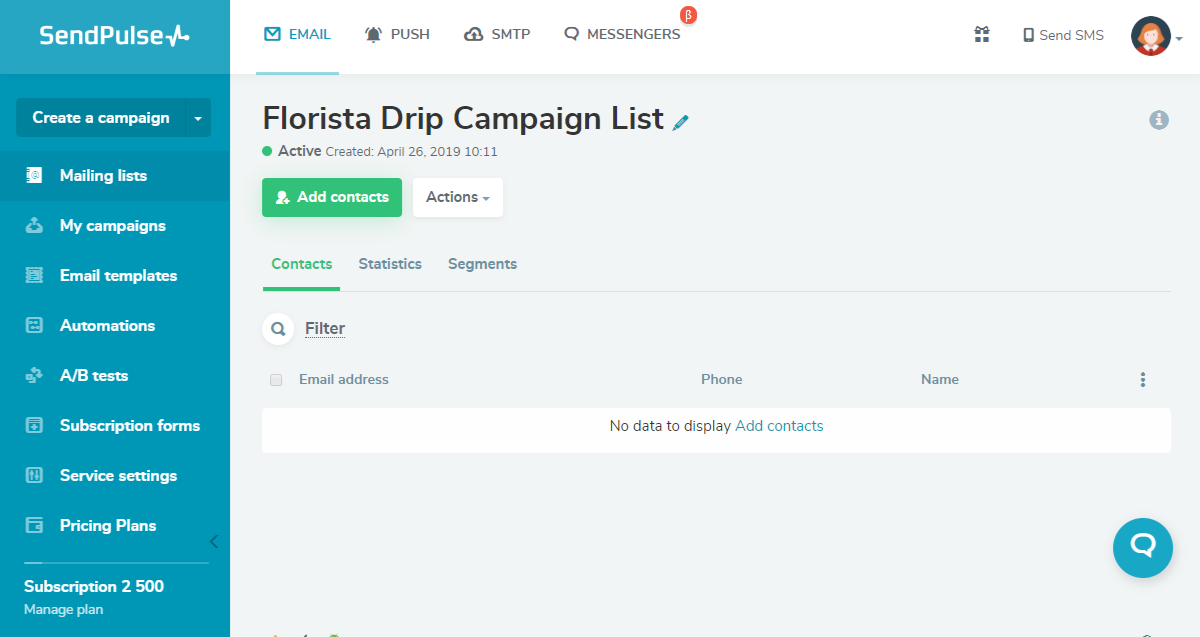 Create a mailing list Create a mailing list