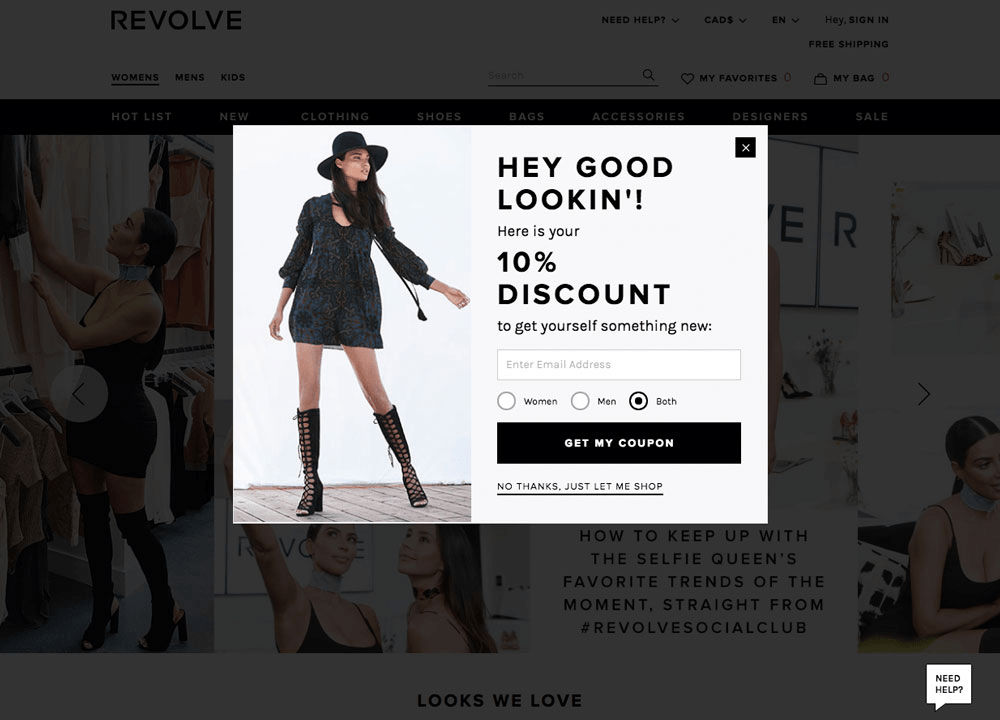 Popup with a discount