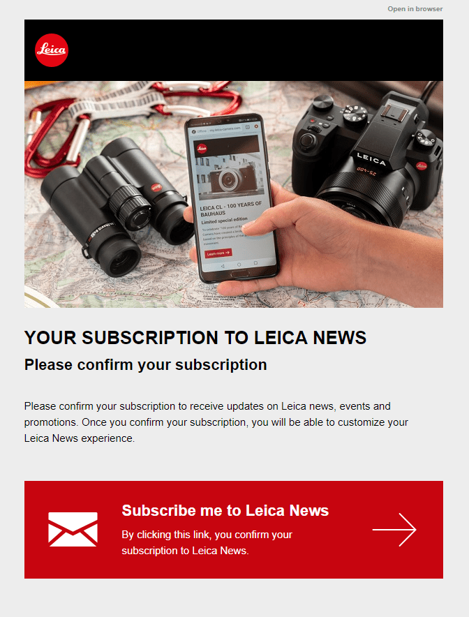 Leica confirmation email Leica confirmation email