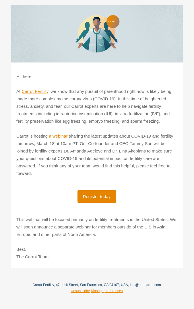 Carrot's webinar invitation