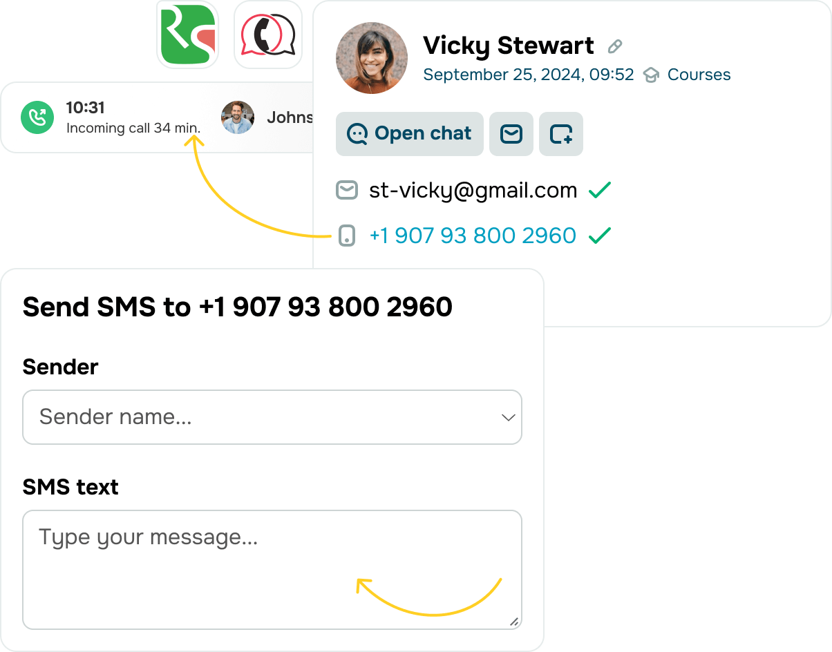 Streamline interactions with calls and SMS