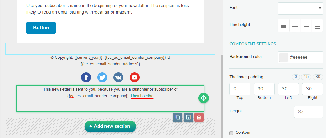 Unsubscribe link in SendPulse email template